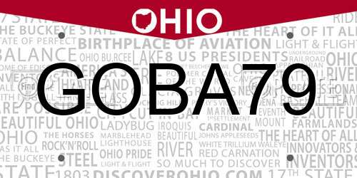 GOBA79 Ohio License Plate