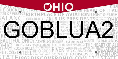 GOBLUA2 Ohio License Plate