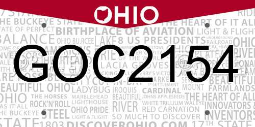 GOC2154 Ohio License Plate