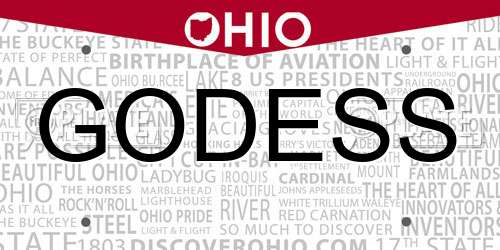 GODESS Ohio License Plate
