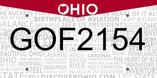 GOF2154 Ohio License Plate