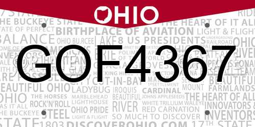 GOF4367 Ohio License Plate