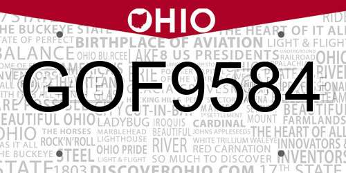GOF9584 Ohio License Plate