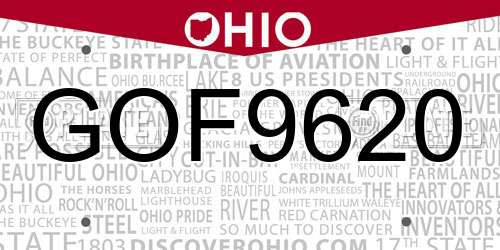 GOF9620 Ohio License Plate