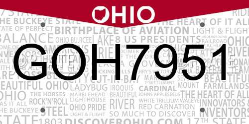 GOH7951 Ohio License Plate