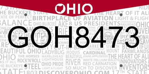 GOH8473 Ohio License Plate