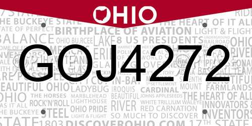GOJ4272 Ohio License Plate