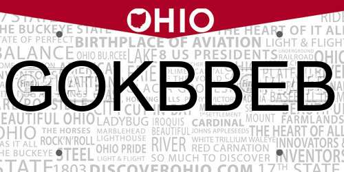 GOKBBEB Ohio License Plate