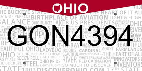 GON4394 Ohio License Plate