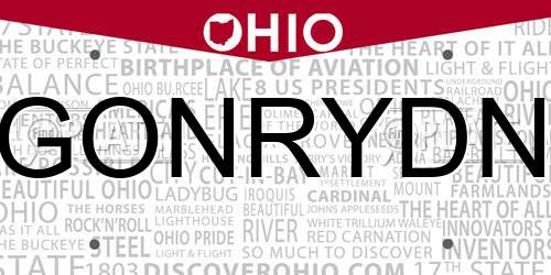 GONRYDN Ohio License Plate