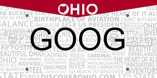 GOOG Ohio License Plate
