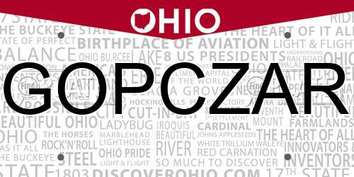 GOPCZAR Ohio License Plate