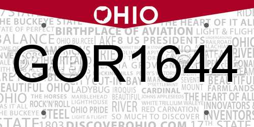 GOR1644 Ohio License Plate