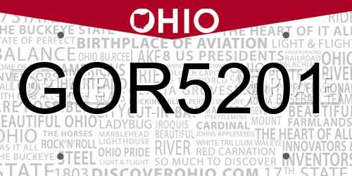 GOR5201 Ohio License Plate