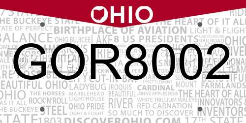 GOR8002 Ohio License Plate