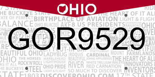 GOR9529 Ohio License Plate
