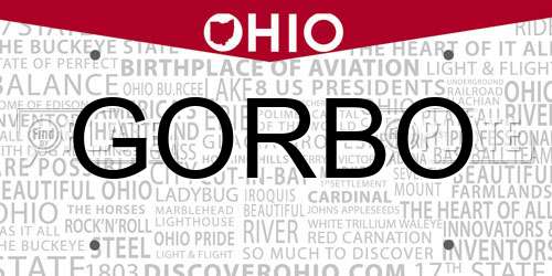 GORBO Ohio License Plate