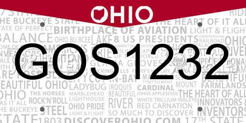 GOS1232 Ohio License Plate