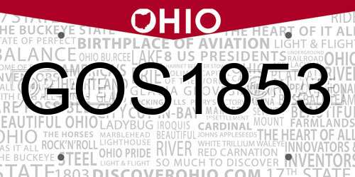 GOS1853 Ohio License Plate