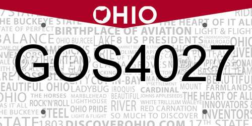 GOS4027 Ohio License Plate