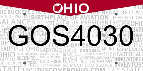 GOS4030 Ohio License Plate