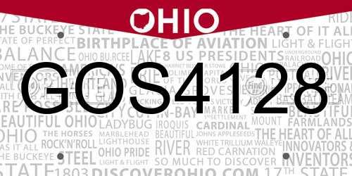GOS4128 Ohio License Plate
