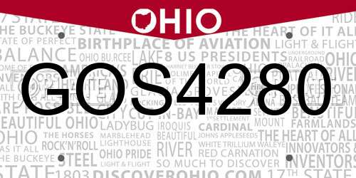 GOS4280 Ohio License Plate