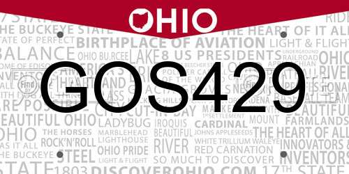 GOS429 Ohio License Plate