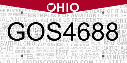 GOS4688 Ohio License Plate