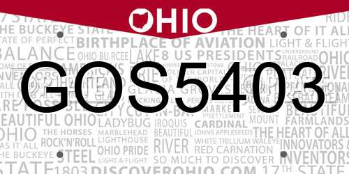 GOS5403 Ohio License Plate