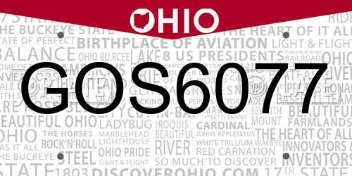 GOS6077 Ohio License Plate