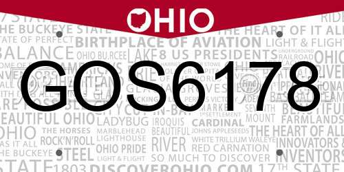 GOS6178 Ohio License Plate