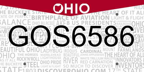 GOS6586 Ohio License Plate