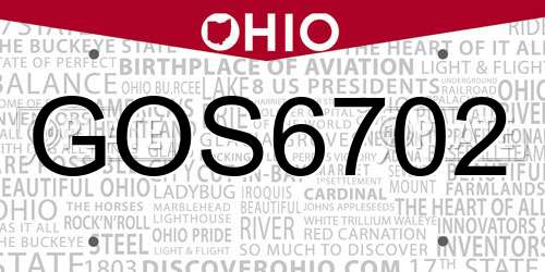 GOS6702 Ohio License Plate