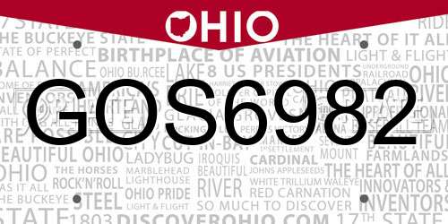 GOS6982 Ohio License Plate