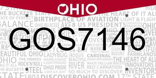 GOS7146 Ohio License Plate