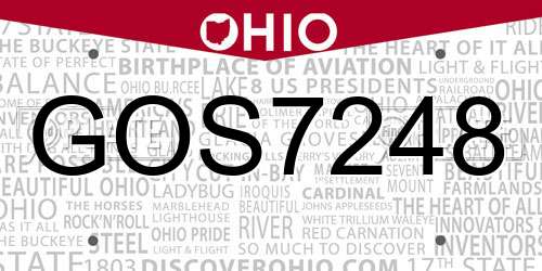 GOS7248 Ohio License Plate