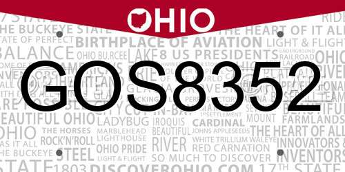 GOS8352 Ohio License Plate