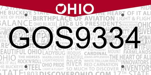 GOS9334 Ohio License Plate