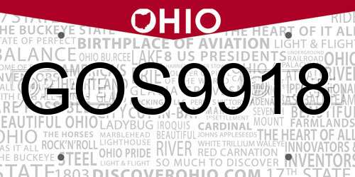 GOS9918 Ohio License Plate