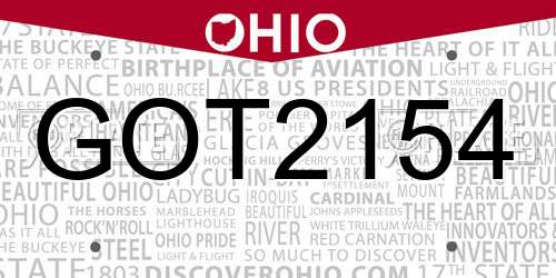 GOT2154 Ohio License Plate