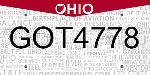 GOT4778 Ohio License Plate