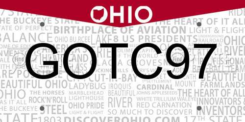 GOTC97 Ohio License Plate