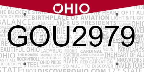 GOU2979 Ohio License Plate