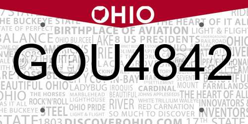 GOU4842 Ohio License Plate