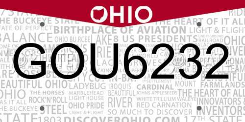 GOU6232 Ohio License Plate