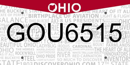 GOU6515 Ohio License Plate