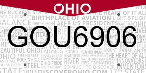 GOU6906 Ohio License Plate