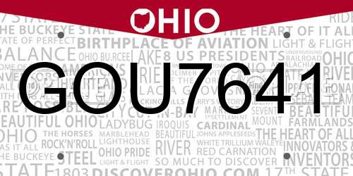 GOU7641 Ohio License Plate