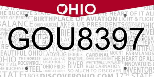 GOU8397 Ohio License Plate